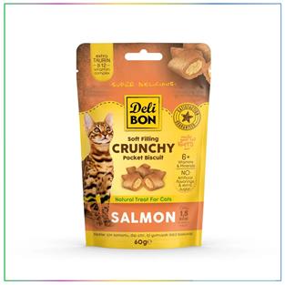 Delibon Cruncy İçi Dolgulu Kedi Ödül Bisküvisi Somonlu 60 Gram