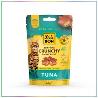 Delibon Cruncy İçi Dolgulu Kedi Ödül Bisküvisi Tuna Balıklı 60 Gram